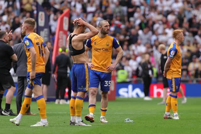 Stags players are heartbroken at the final whistle  - Picture by Richard Parkes