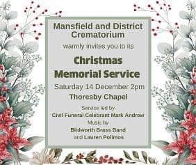 Mansfield Crematorium Christmas Memorial Service