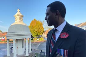 MP Darren Henry with Kimberley War Memorial.