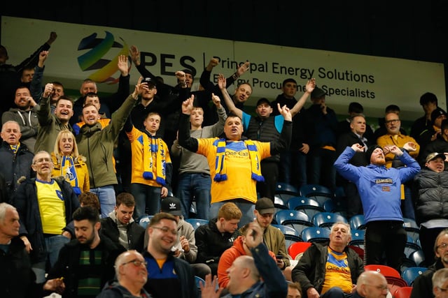 Mansfield Town fans at Rochdale last night.