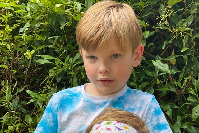 Noah, eight, is raising  money for his brother Max, five.