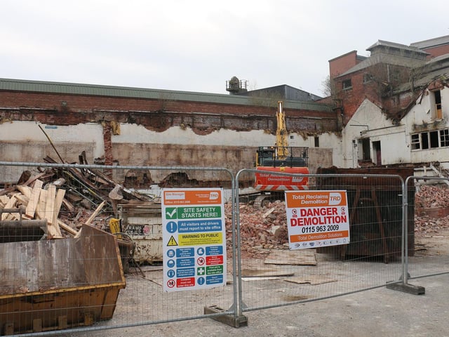 The old fermentation sheds mid-demolition.