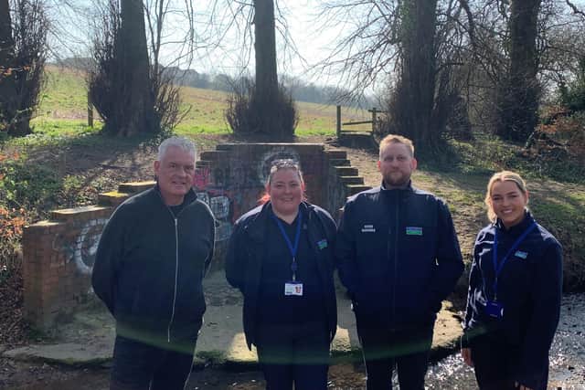 Pictured from left to right: Lee Anderson with River Rangers Joanna Smith, Luke McCusker and Zara Butler.