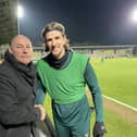 Micky Kedian and Mansfield Town FC's Aden Flint.