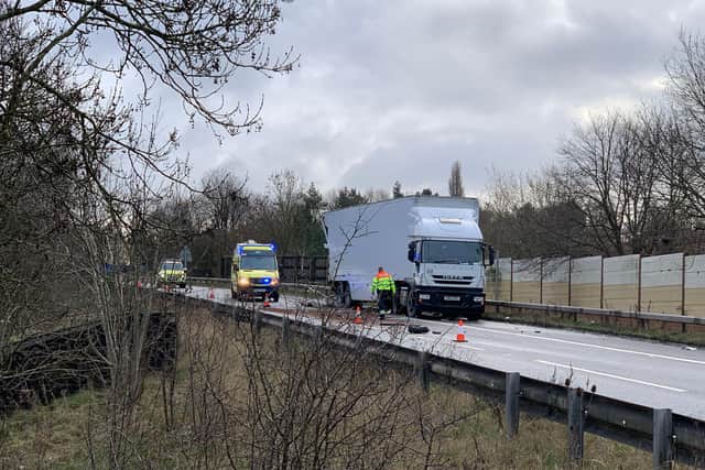 The northbound M1 sliproad at Junction 28 is closed due to a police incident (Photo: Dan Abele)