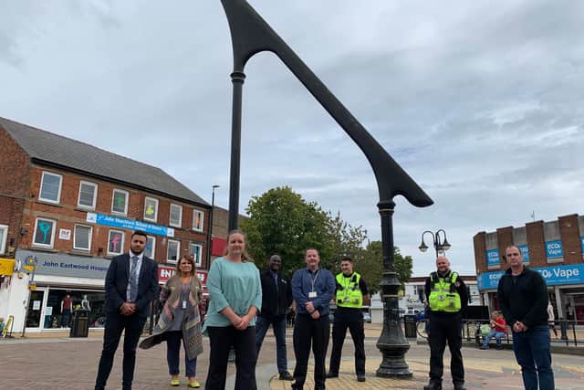 Pictured: Councillors David Hennigan and Samantha Deakin pictured in Sutton town centre with the council’s Community Protection, housing and anti-social behaviour teams.