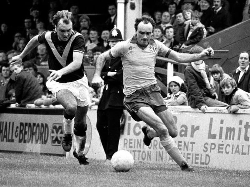 John Aston during a game at home to Burnley in Sept 1977.