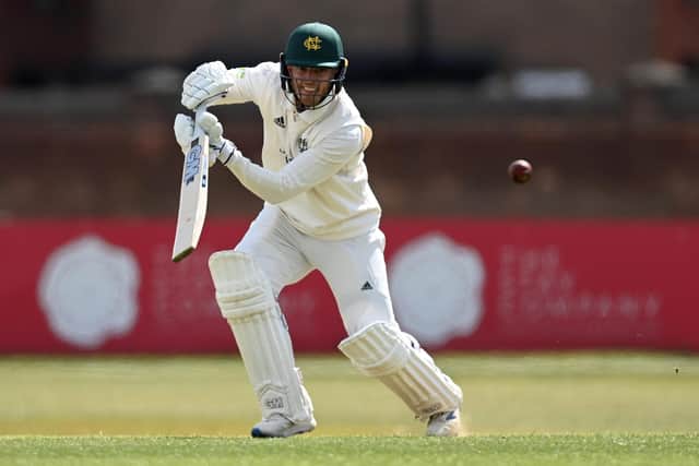 Ben Slater of Nottinghamshire bats during the LV= Insurance County Championship match between at Derbyshire and Nottinghamshire The Incora County Ground. (Photo by Gareth Copley/Getty Images)