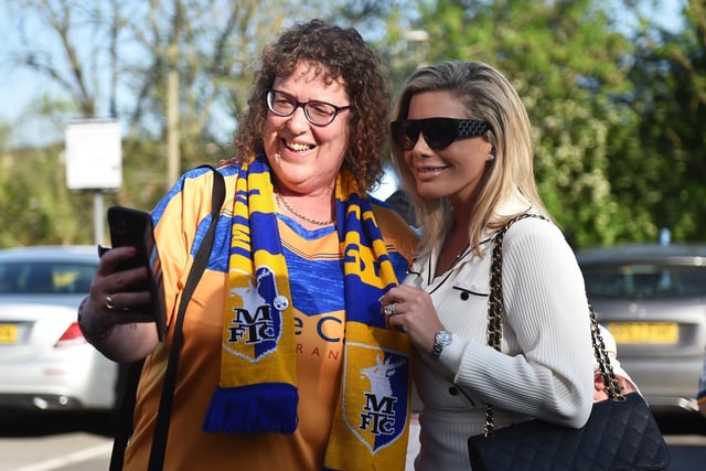 A Mansfield fan takes a selfie with Carolyn Radford.