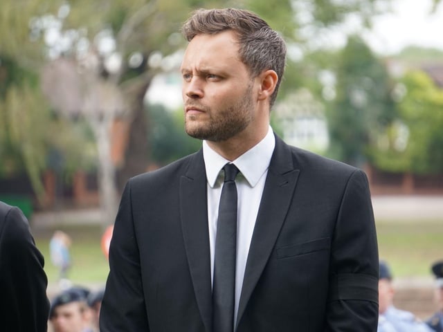 A solemn looking Coun Ben Bradley, Mansfield MP and Nottinghamshire Council leader, at the proclamation.