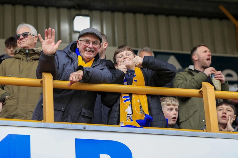 Mansfield Town fans ahead of the big win at Bradford.