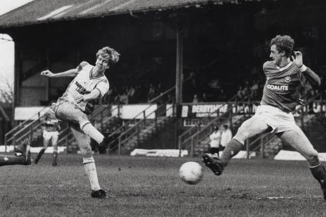 Simon Coleman scores for Stags against Chesterfield.