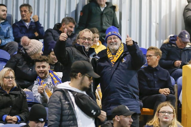 Mansfield Town fans at last night's game with Derby County.