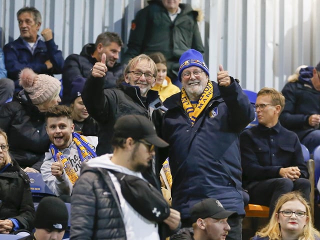 Mansfield Town fans at last night's game with Derby County.