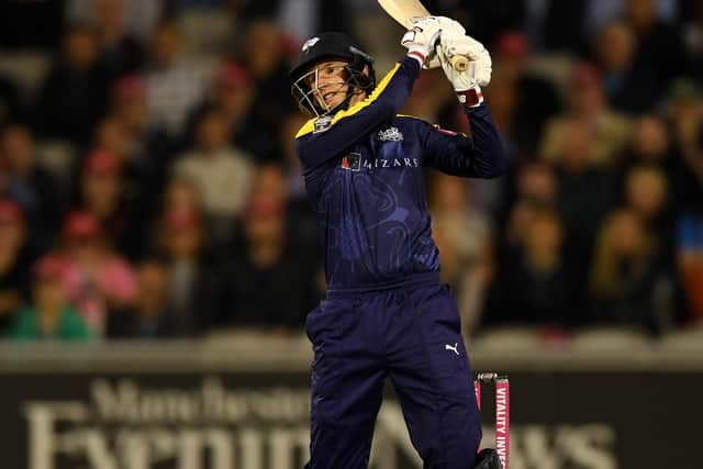 Joe Root top-scored with 49 off 36 balls. (Photo by Gareth Copley/Getty Images)