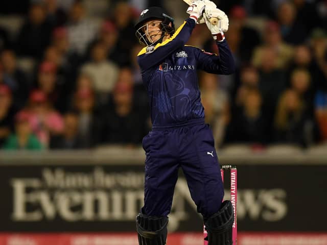 Joe Root top-scored with 49 off 36 balls. (Photo by Gareth Copley/Getty Images)