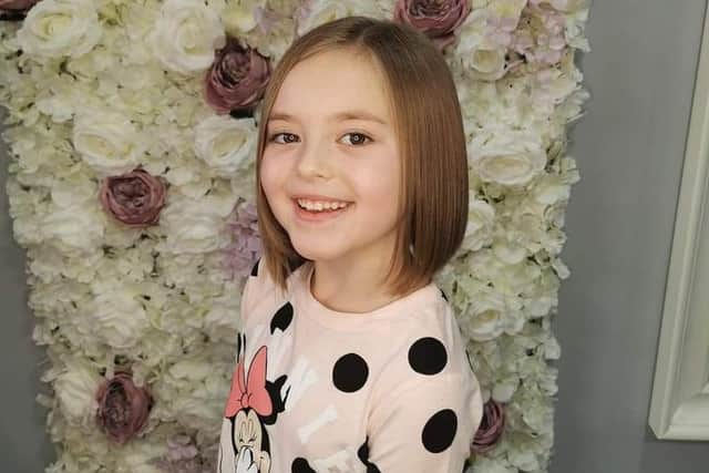 Little Willow Jessica Phillips, aged five, sporting her new stylish bob after having her hair cut for the Little Princess Trust. Its CEO Phil Brace rang her at the salon to thank her for her efforts which had been mentioned in Parliament.