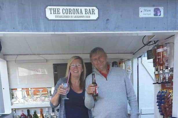 With lockdown forcing pubs and clubs to shut, Mansfield Woodhouse couple Jenny and Pat Kearns got round the problem by building their own bar in their back garden.
