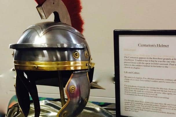 A Centurion's helmet on display at the exhibition.