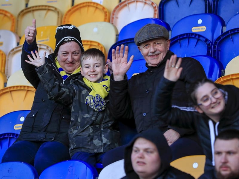 Mansfield fans during the Sky Bet League 2 match against Forest Green Rovers FC at the One Call Stadium, 09 April 2024.