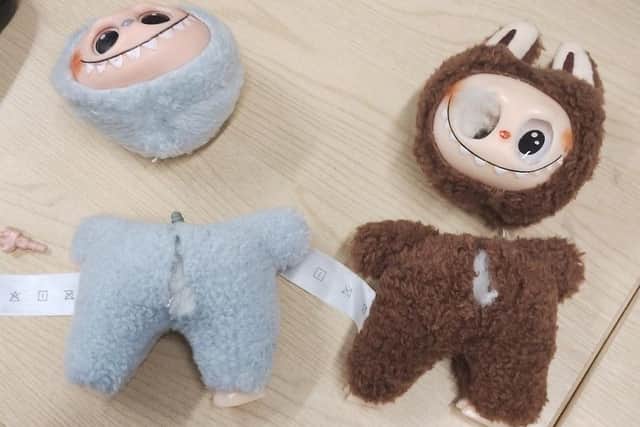 Two counterfeit Labubu dolls seized by Nottinghamshire County Council.