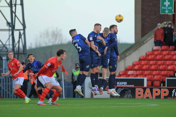 Action during the Sky Bet League 2 match against Barnsley FC at the Oakwell Stadium, 26 December 2025. Photo Chris & Jeanette Holloway / The Bigger Picture.media