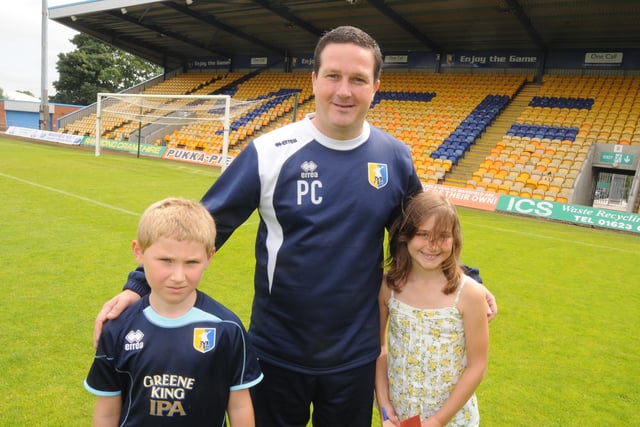 Stags Manager Paul Cox pictured with Luca and Anya Cardasevie