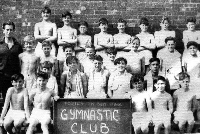 Portsea Secondary Modern Boys' School's gymnastics club in 1954