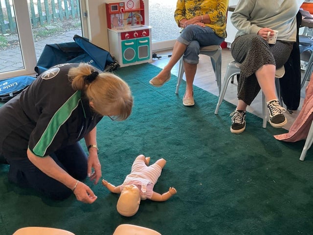 learning CPR on an adult, child and baby