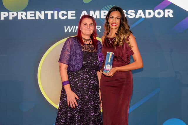 Apprentice Ambassador winner Iqra Jaffary, of Broxtowe Borough Council, with Dr Claire Indans, Associate Director at Deere Apprenticeships