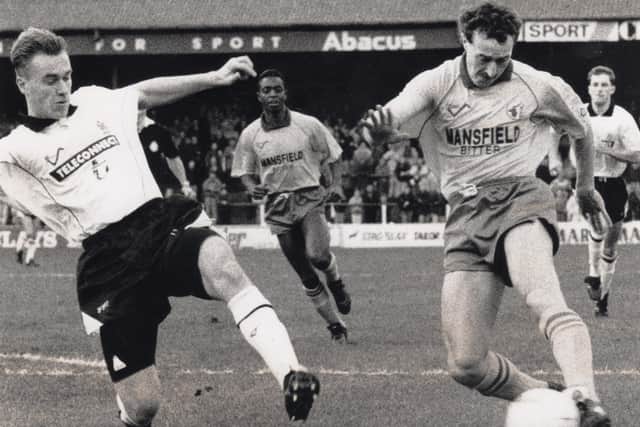 Kevin Kent takes on his man against Fulham.