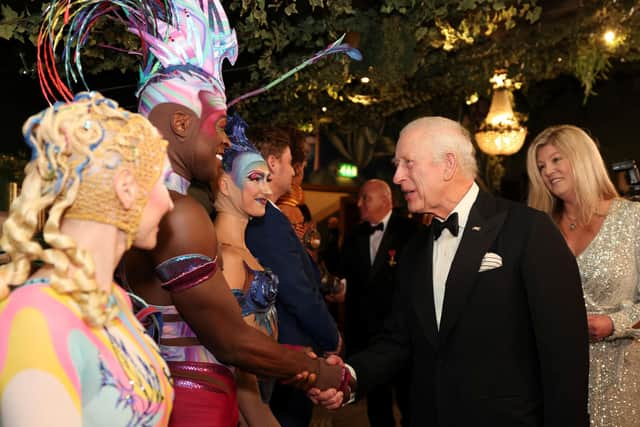 King Charles meets performers after the Royal Variety Performance at the Royal Albert Hall, London