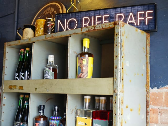 Shelves are stocked with spirits from Denmark, New York and Canada together with some that business owner Adam France has made.