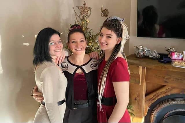 Steph and her two daughters, Courtney, left, and Kayley, right.