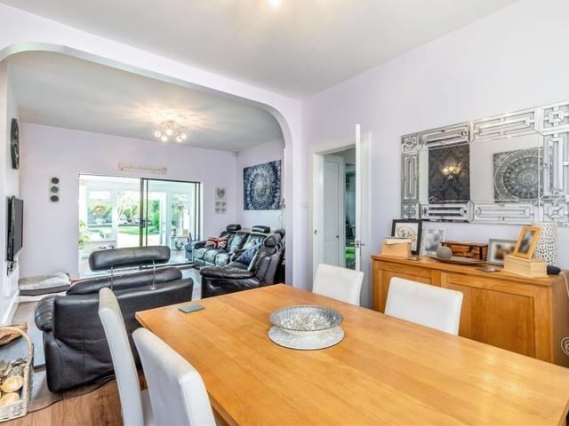 A shot of the dining area from a different angle, showing how it opens out into the splendid open-plan lounge.
