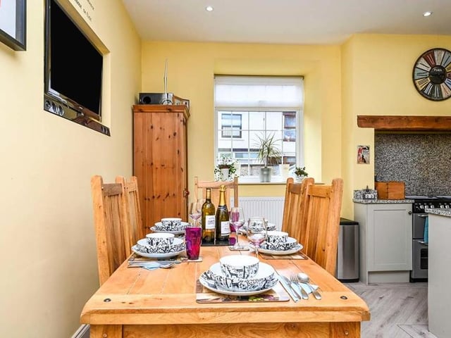 This is the dining section of the large kitchen.
