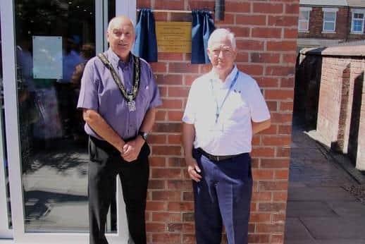 Coun Robert Bullock (left), Mayor of Broxtowe, attended the opening of The Canaan Trust's new Aspire House facility in July. Photo: Submitted