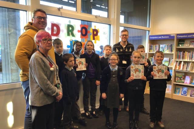 Abbeyhillian Poets celebrate their book launch with author Gareth Baker and Jos Hurst from Inspire.