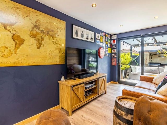 Another of the Kimberley property's assets is this garden room, which features sliding patio doors leading to the back garden. Brick-built, it is fully insulated, with power, a hard-wired internet connection and a wood-effect laminated floor.