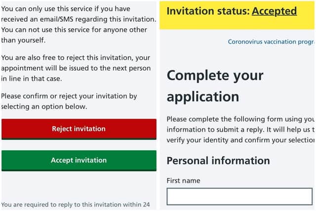 The application initially asks you to confirm your personal details.