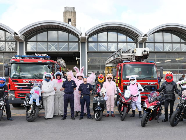 Firefighters from Mansfield plus some of the fancy dress bikers.