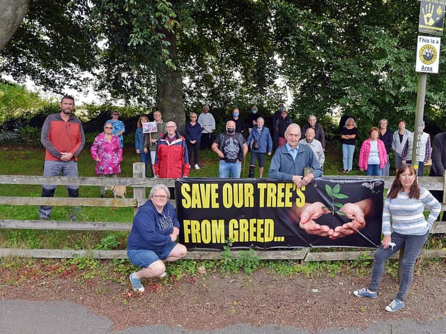 Protests about the removal removal of trees for a development in Glapwell.