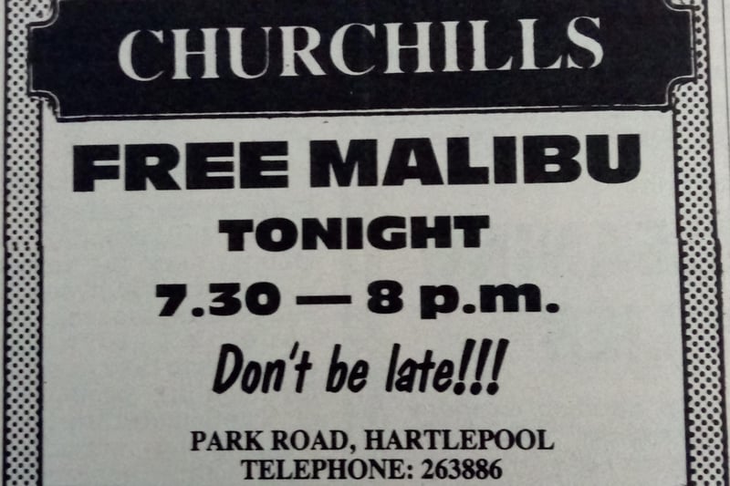 An advert for an event in Churchills in 1987. Was the bar one of your favourites?