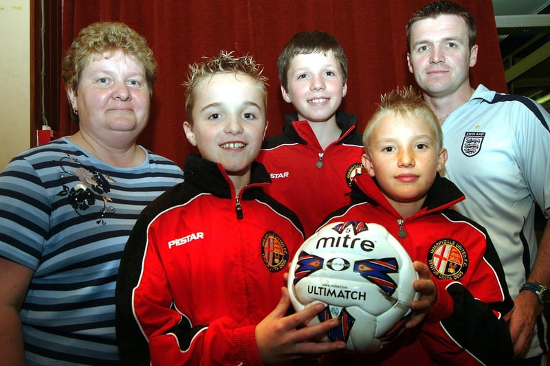 Chad Youth League Team of the Month for September 2007 were Quarrydale Utd Rangers.  Pictured (left to right) Nicola Brown of Mansfield Youth League, Luke Woodhouse, Adam Lagerberg, Danny Cartwright, Mark Woodhouse (coach).