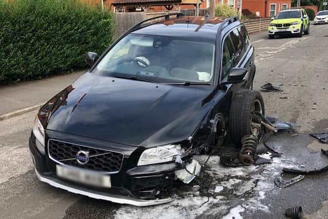 An unmarked police car was damaged during the pursuit.