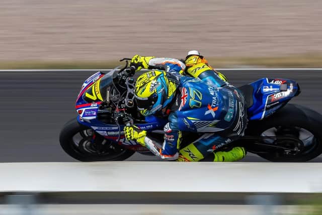 Zak Shelton rides during the Pirelli British Sportbike Championship race at Oulton Park.