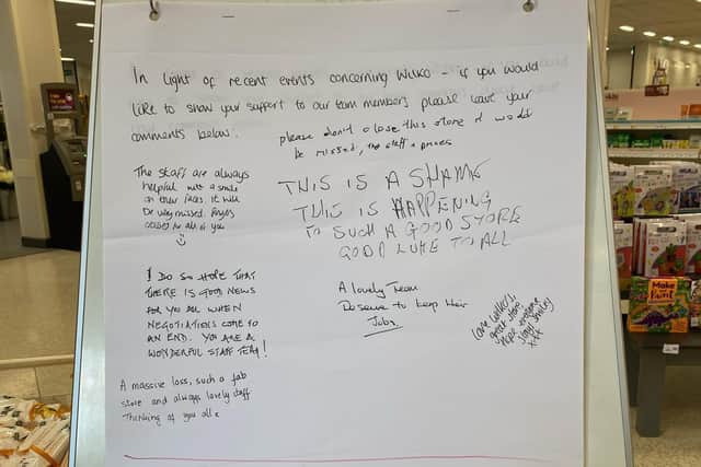 One Wilko shopper shared this photo of handwritten tributes at the front of the Clumber Street store.
