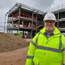 Coun Keith Girling on site on the Hucknall/Linby border where the council's new headquarters is taking shape. Photo: Submitted