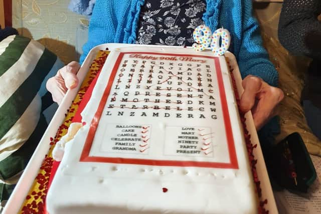 Mary on her 90th birthday on February 19, 2020.