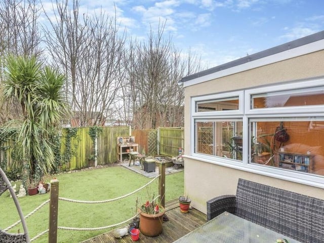 The view from the raised decking area in the back garden.